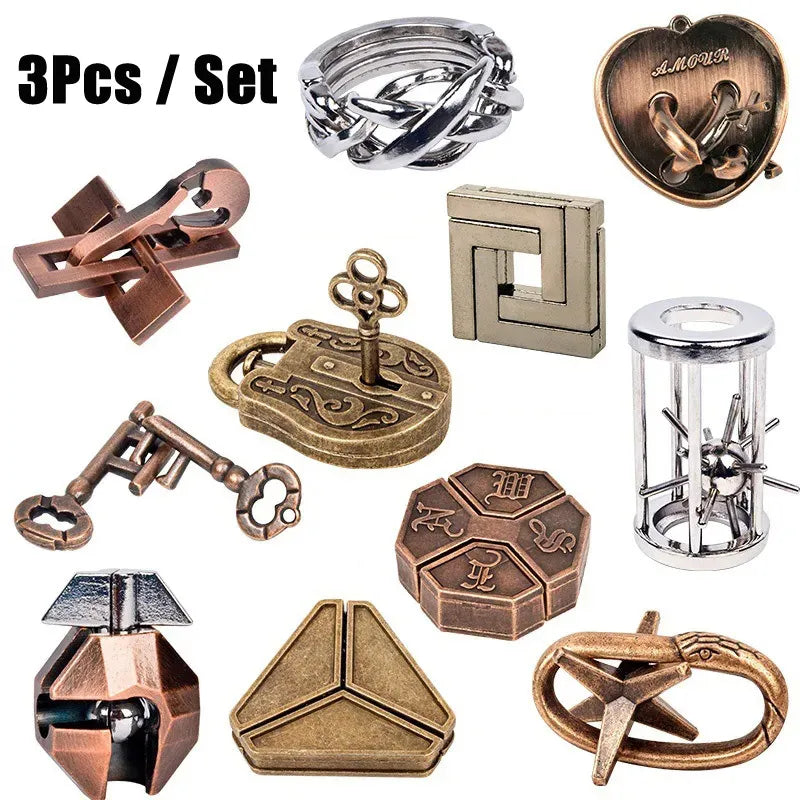 3D IQ Metal Puzzle (Set of 3)